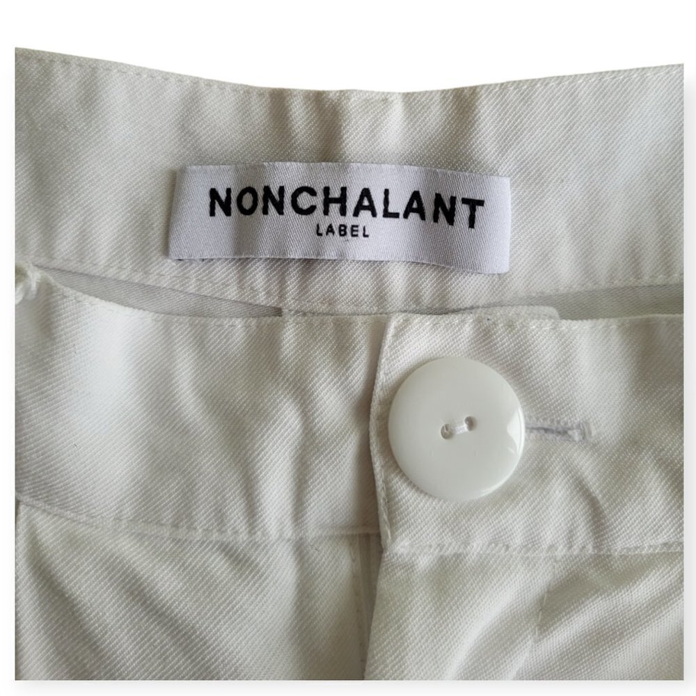 White Wide Leg NONchalant Pants XS | High-Waist Summer Vacation Trousers - Picture 6 of 14